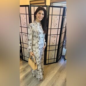 Elegant Gray Floral Women's Dress